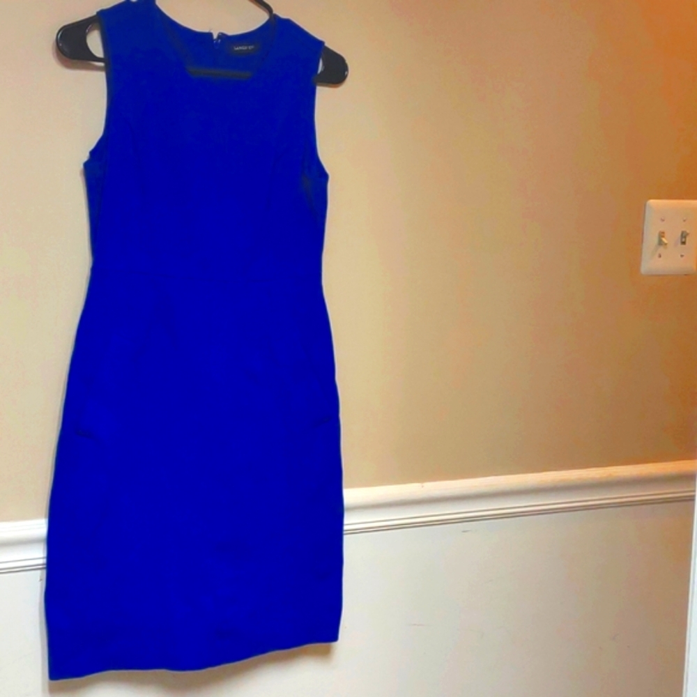 Women's 6P Lands' End Blue Sleeveless Sheath Dress with Pockets